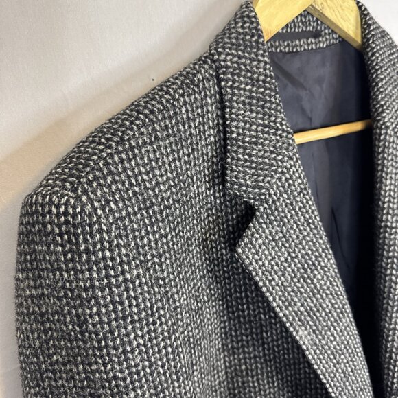 Vintage Harris Tweed Sport Coat Blazer Men 42 Handwoven Scotland Gray Black Wool - Picture 3 of 7